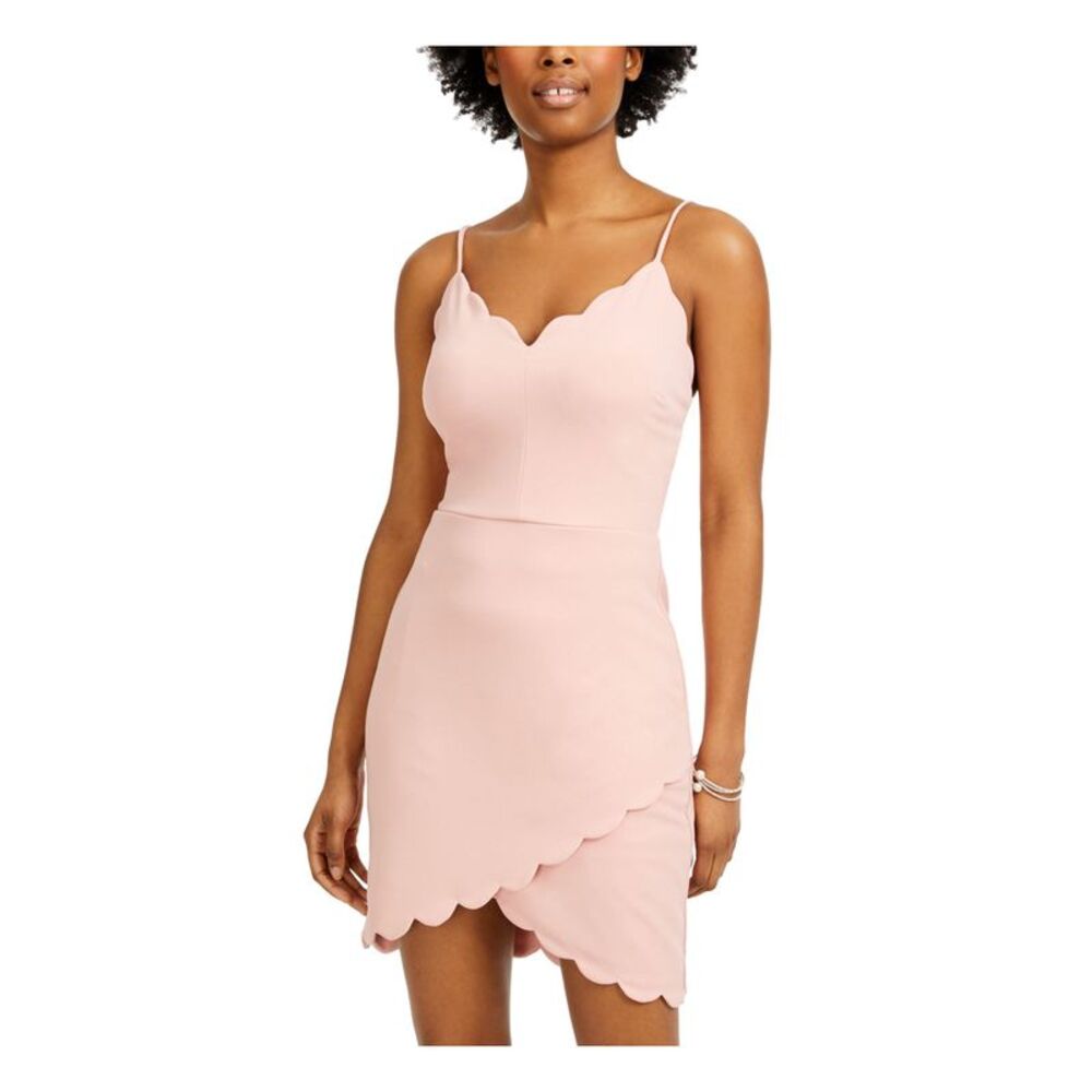 B DARLIN Womens Sheath Above The Knee Dress Spaghetti Strap V Neck